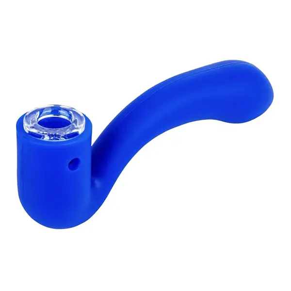 Silicone Sherlock Hand Pipe /w Glass Bowl (Bongs, Pipes, Rigs) by LIT Silicone