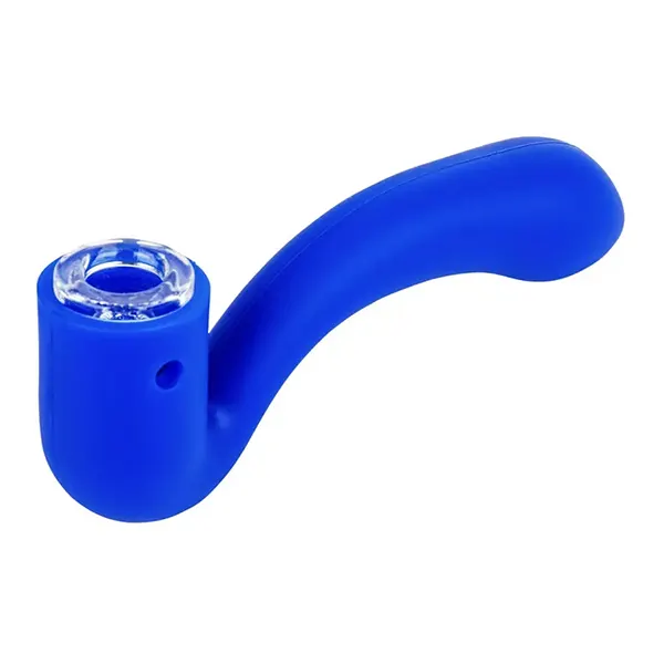 Image for Silicone Sherlock Hand Pipe /w Glass Bowl, cannabis all accessories by LIT Silicone