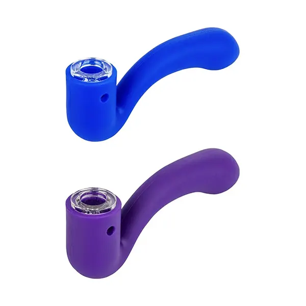 Image for Silicone Sherlock Hand Pipe /w Glass Bowl, cannabis all accessories by LIT Silicone