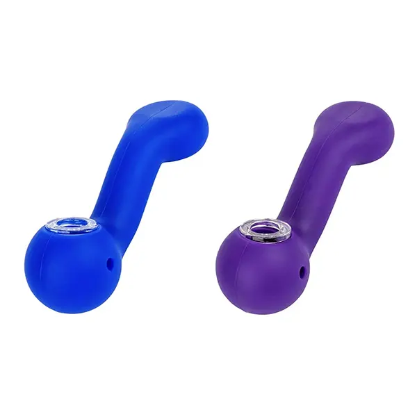 Image for Silicone Sherlock Flat MP Hand Pipe /w Glass Bowl, cannabis all categories by LIT Silicone