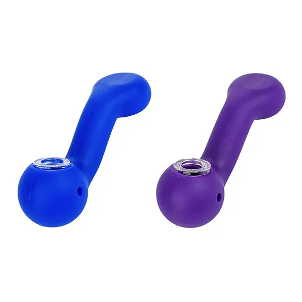Image for Silicone Sherlock Flat MP Hand Pipe /w Glass Bowl, cannabis all products by LIT Silicone