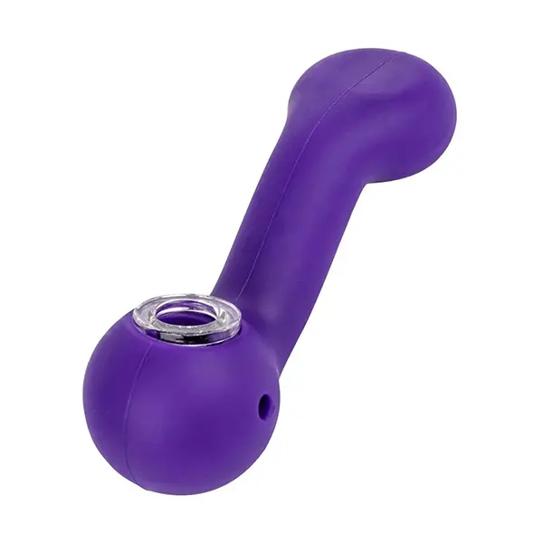 Silicone Sherlock Flat MP Hand Pipe /w Glass Bowl (Bongs, Pipes, Rigs) by LIT Silicone