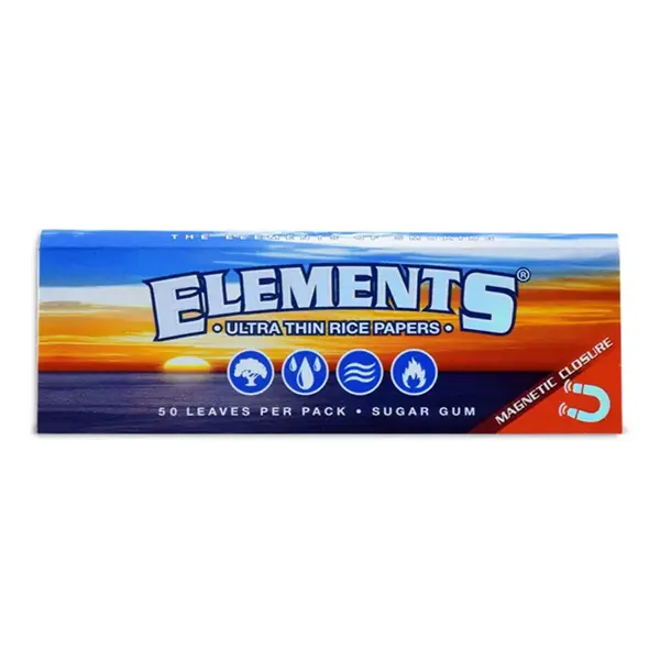 Thin Rice Rolling Papers /w Magnet Enclosure (Papers, Trays, Cones, Filters) by Elements
