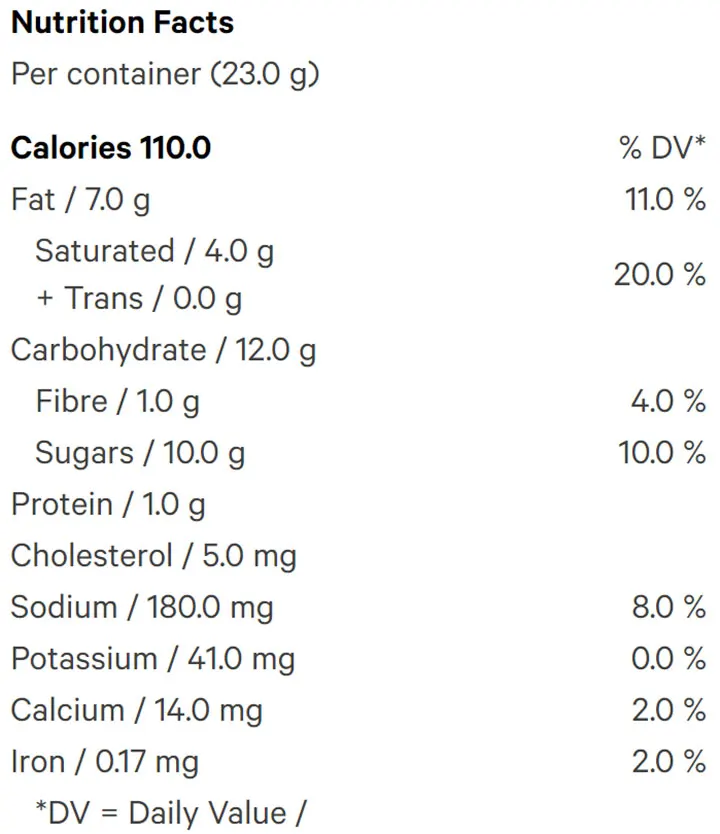 Nutrition Information for Dark Chocolate Salted Caramel (Chocolates) by Fireside