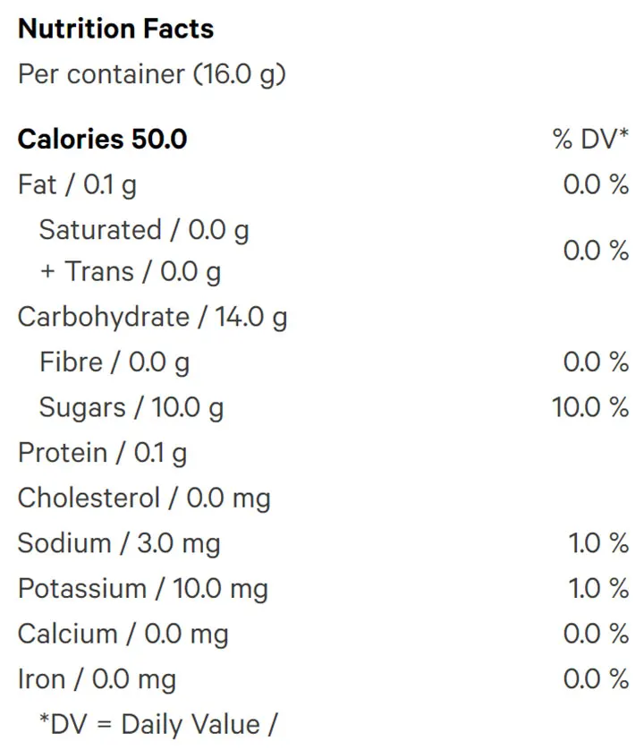Craft Blueberry Soft Chews (Gummies) Nutrition Table