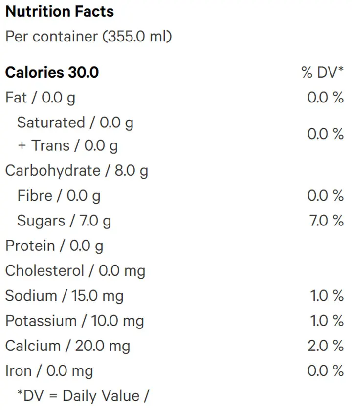 Nutrition Information for Lemonade Iced Tea (Coffees, Teas) by Summit