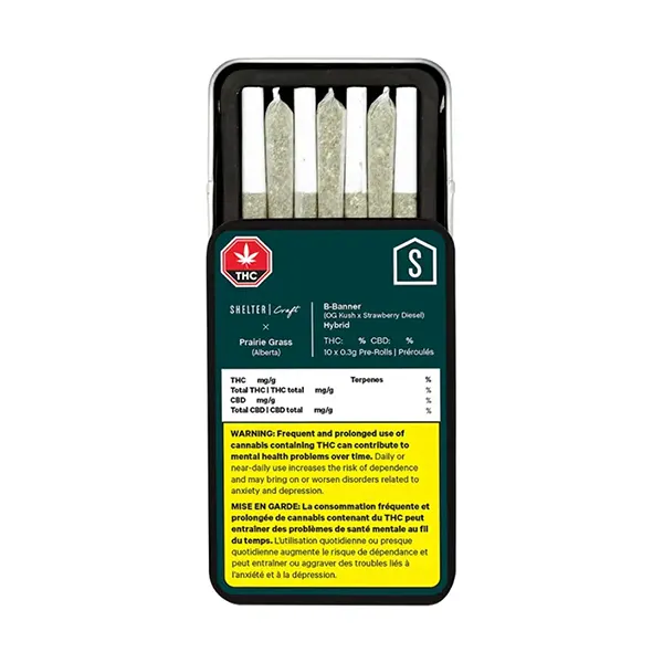 Prairie Grass B-Banner Pre-Roll (Pre-Rolls) by Shelter Craft