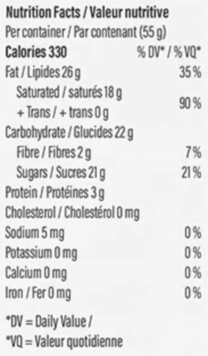 Double Chocolate Brownie (Baked Goods) Nutrition Table