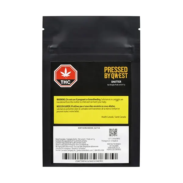 Image for Northern Widow Shatter, cannabis shatter, wax by Pressed by Qwest