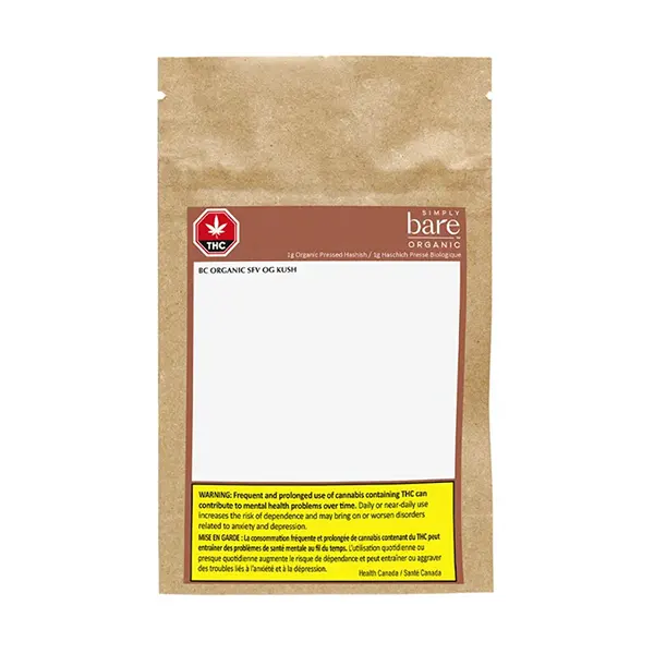 BC Organic SFV OG Kush Hash (Hash, Kief, Sift) by Simply Bare