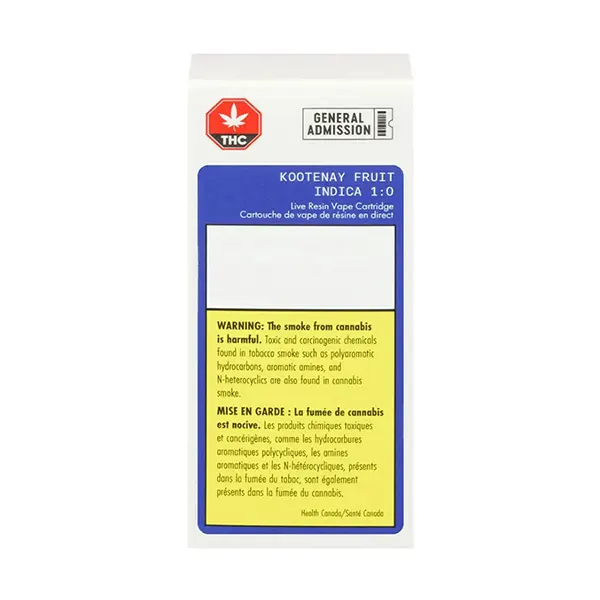 Image for Kootenay Fruit Live Resin 510 Thread Cartridge, cannabis all categories by General Admission