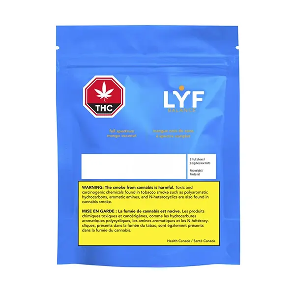 Image for Full Spectrum Mango Coconut 1:1 Soft Chews, cannabis soft chews, candy by LYF Edibles