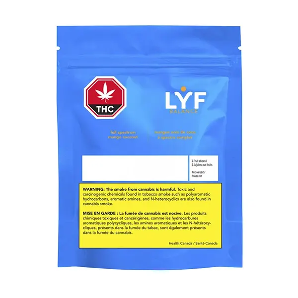 Image for Full Spectrum Mango Coconut 1:1 Soft Chews, cannabis all products by LYF Edibles