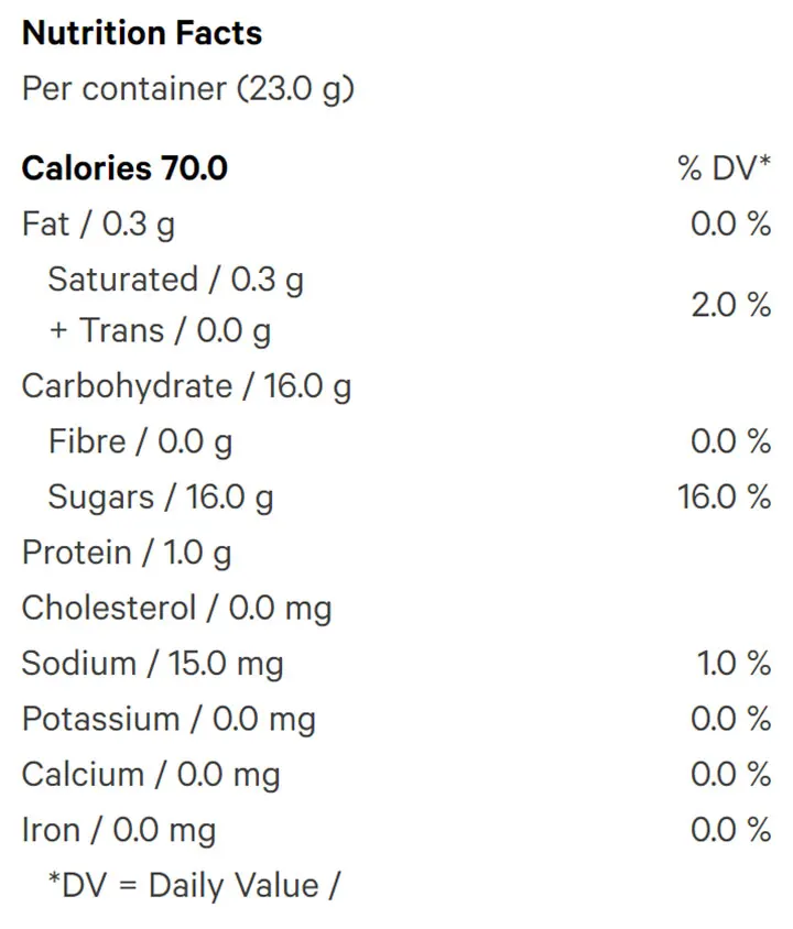 Mango Tangerine Soft Chews (Soft Chews, Candy) Nutrition Table