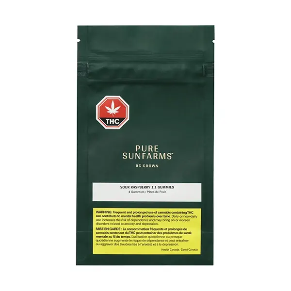 Image for Sour Raspberry 1:1 Soft Chews, cannabis gummies by Pure Sunfarms