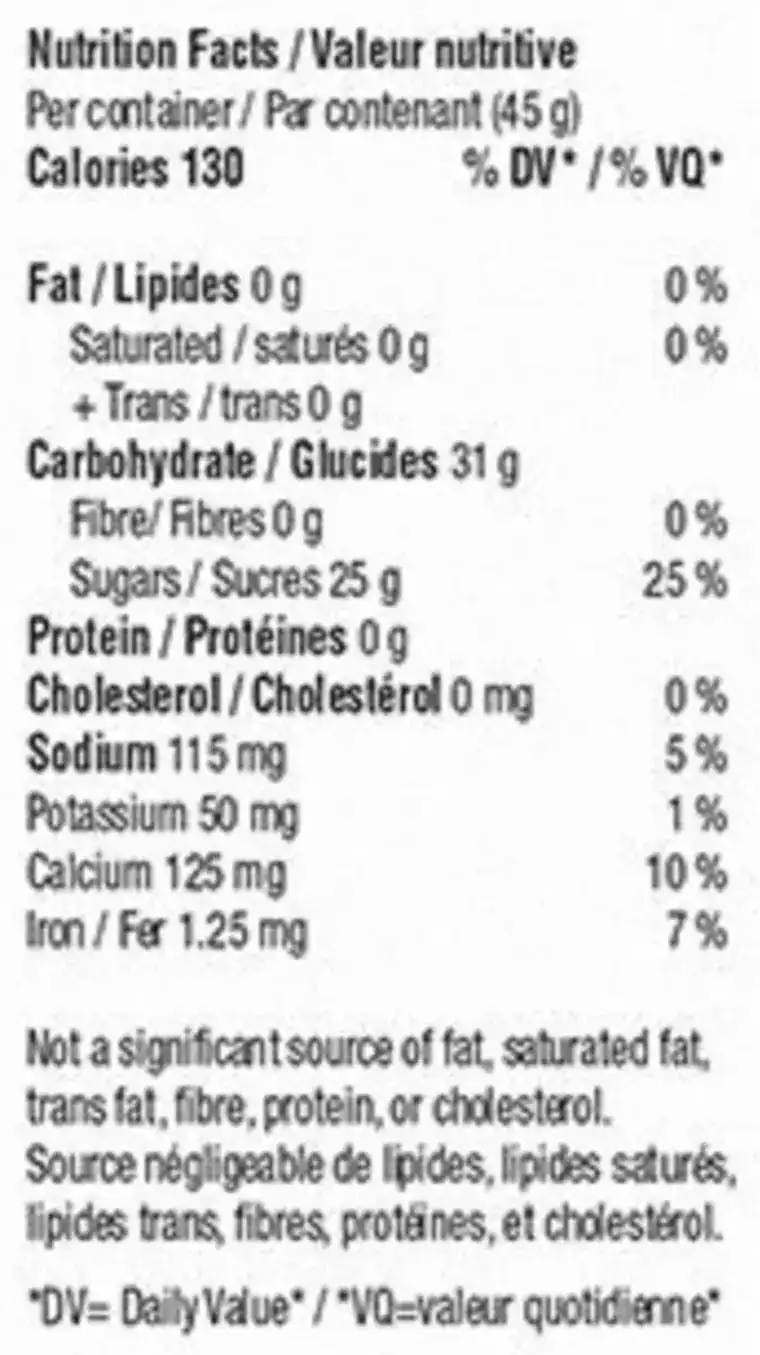 Nutrition Information for Sour Strawberry 10:1 Hybrid Soft Chews 10-Pieces (Gummies) by Wana