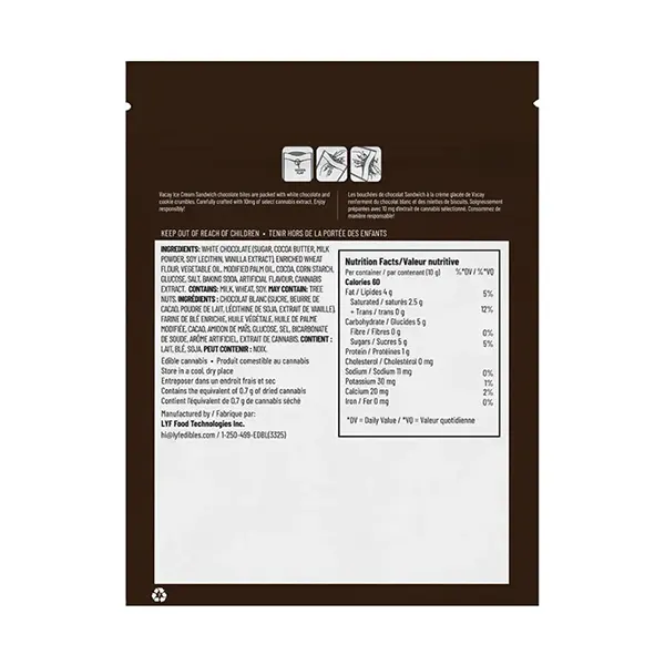 Image for Ice Cream Sandwich Cookies & Cream Chocolate Bites, cannabis chocolates by Vacay