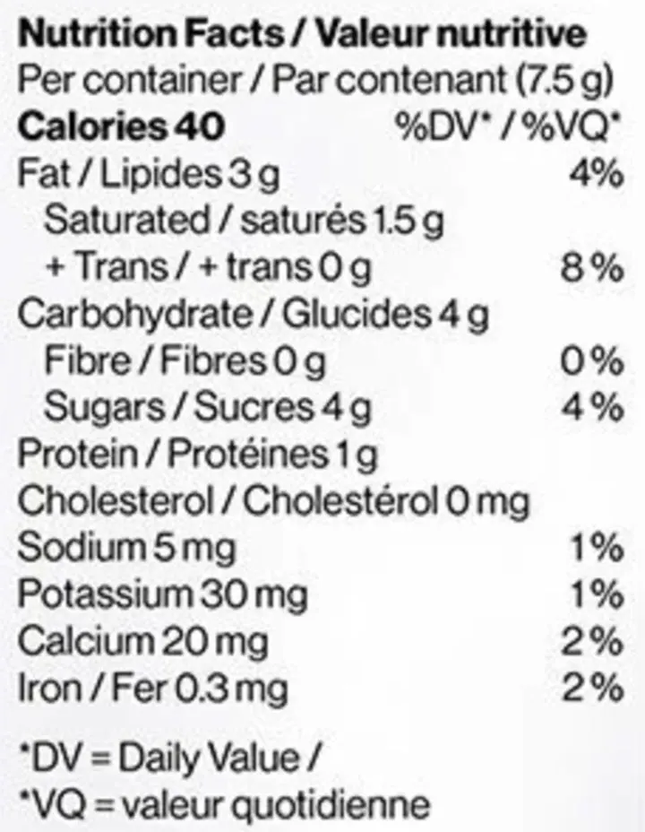 S'Mores (Chocolates) Nutrition Table