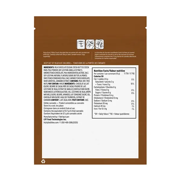 Image for Score! Toffee Crunch Milk Chocolate Bites, cannabis chocolates by Vacay