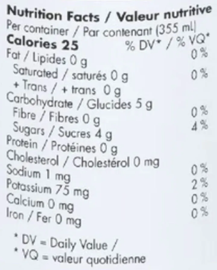 Fizz Watermelon (Beverages) Nutrition Table