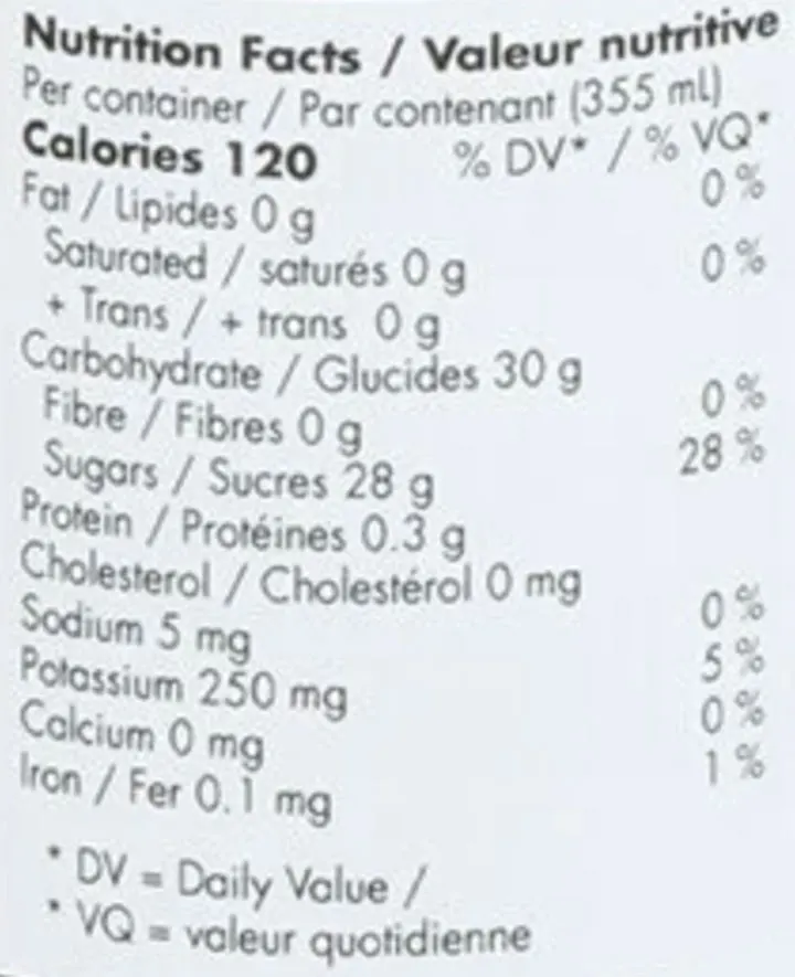 Nutrition Information for Iced Tea Lemon (Coffees, Teas) by Tweed