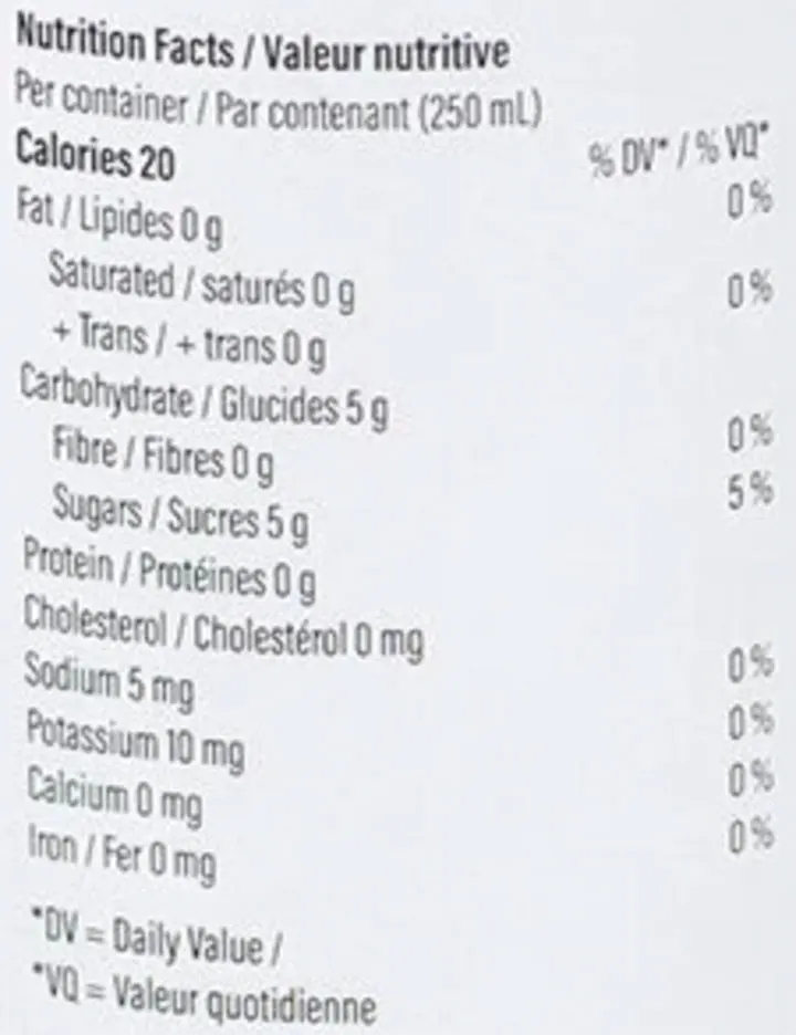 Nutrition Information for Rapid Tropical Rush (Sparkling Water) by Verse Cannabis