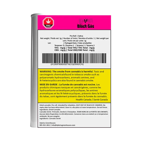Black Gas Pre-Roll Pack (Pre-Rolls) by High Note