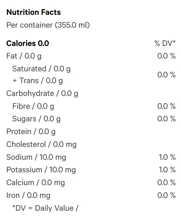Nutrition Information for OG Cola FREE (Soft Drinks) by Sweet Justice
