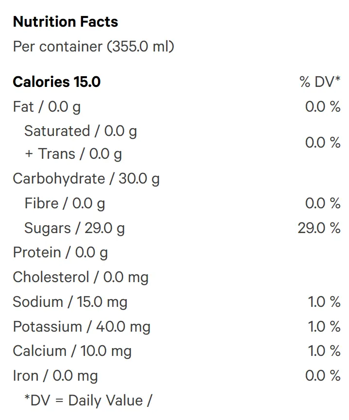 Nutrition Information for OG Root Beer FREE (Soft Drinks) by Sweet Justice
