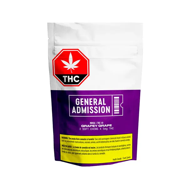Image for Grapey Grape THC Soft Chew (1:0), cannabis gummies by General Admission