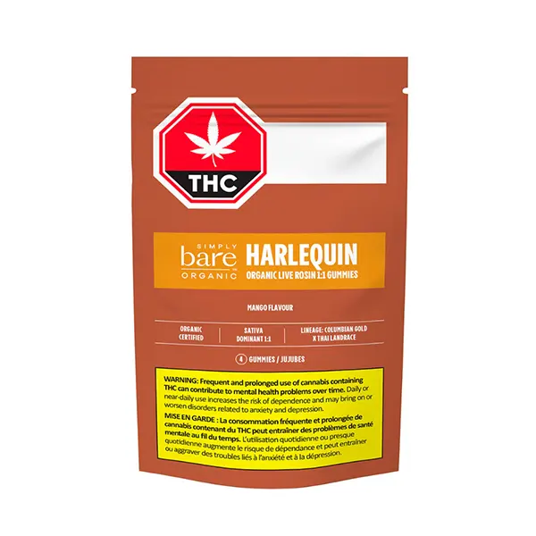 Image for Harlequin Organic Live Rosin 1:1 THC:CBD Gummies, cannabis all products by Simply Bare