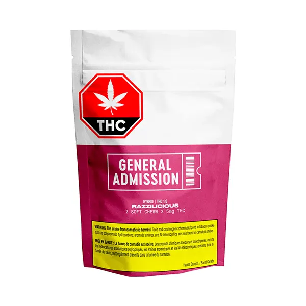 Image for Razzilicious THC Soft Chew (1:0), cannabis gummies by General Admission