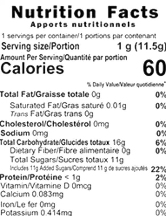 Sour Cherry Hashers - Strain Specific Full Spectrum (Gummies) Nutrition Table
