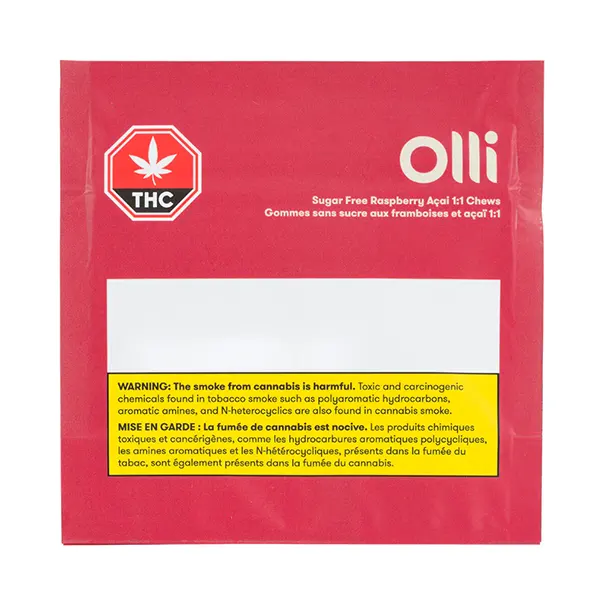 Image for Sugar Free Raspberry Acai 1:1 Soft Chews, cannabis gummies by Olli Brands