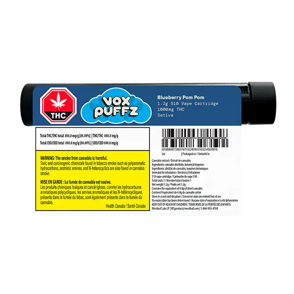 Image for Blueberry Pom Pom 510 Thread Cartridge 1000 THC, cannabis all products by VOX