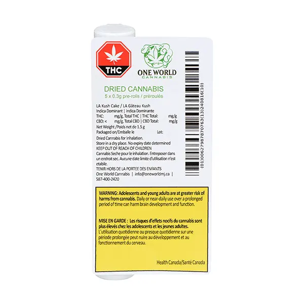 Image for LA Kush Cake Pre-Roll, cannabis all products by One World Cannabis