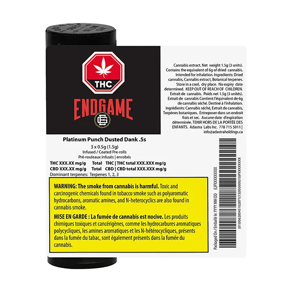 Image for Platinum Punch Dusted Dank .5s Infused Pre-Roll, cannabis all products by Endgame
