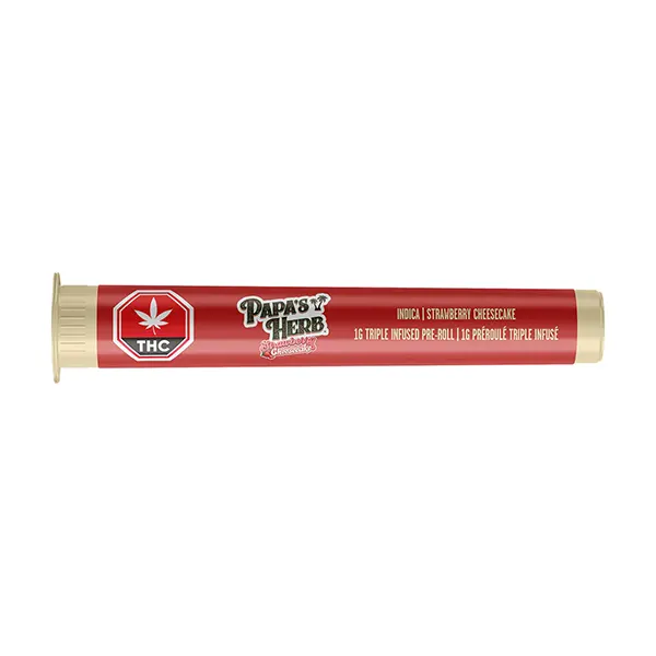 Image for Indica Strawberry Cheesecake Triple Infused Pre Roll, cannabis all products by Papa's Herb