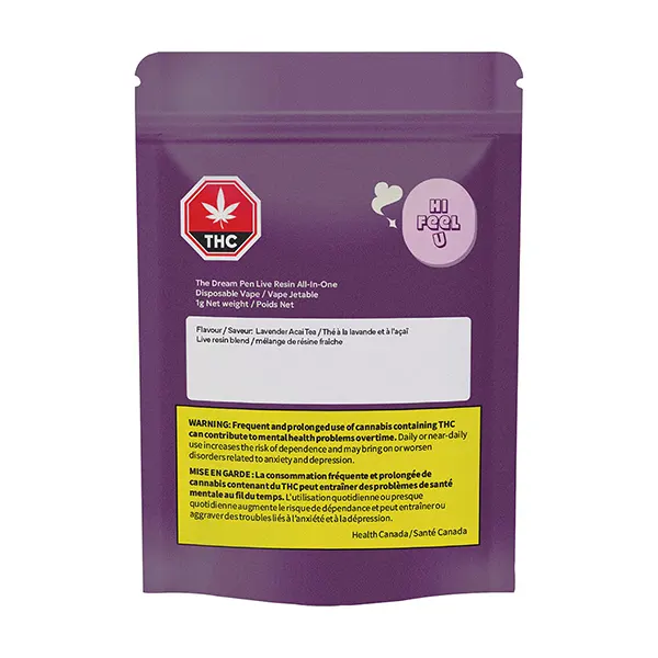 Dream Live Resin All-In-One Lavender Acai Tea (Disposable Vapes) by hifeelu