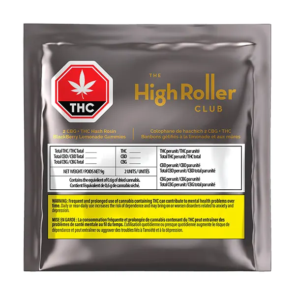 THC + CBG Hash Rosin Blackberry Lemonade Gummies (Gummies) by The High Roller Club