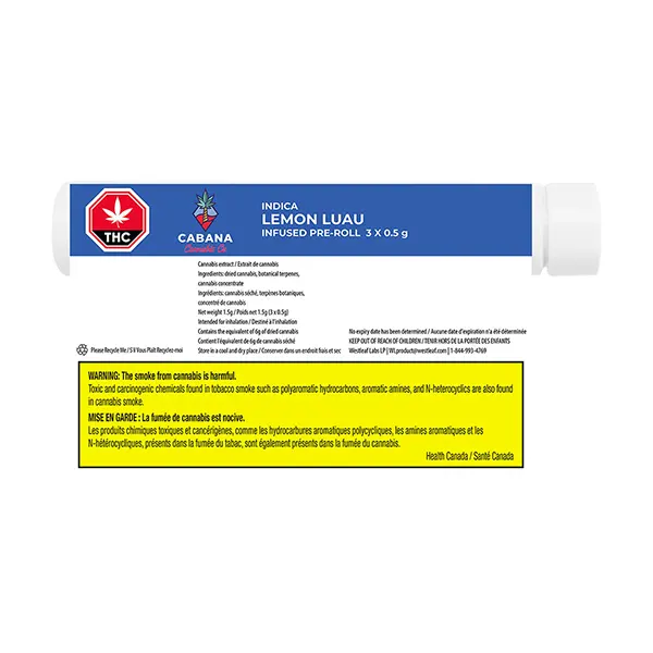 Image for Lemon Luau Distillate Infused Pre-Roll, cannabis all products by Cabana Cannabis Co.