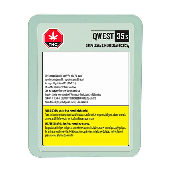 Image for Grape Cream Cake Pre-roll, cannabis pre-rolls by Qwest 35's