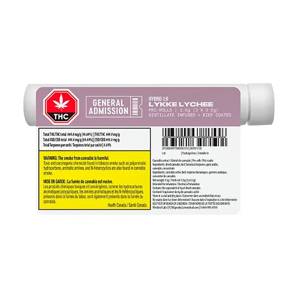 Lykke Lychee Distillate Infused Pre-Roll (Pre-Rolls) by General Admission
