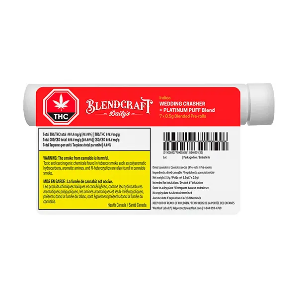 Image for Daily's Indica (Wedding Crasher x Platinum Puff) Pre-Roll, cannabis all products by Blendcraft by Qwest