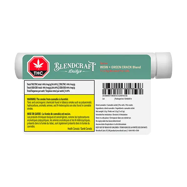 Image for Daily's Sativa (WOW x Green Crack) Pre-Roll, cannabis all products by Blendcraft by Qwest