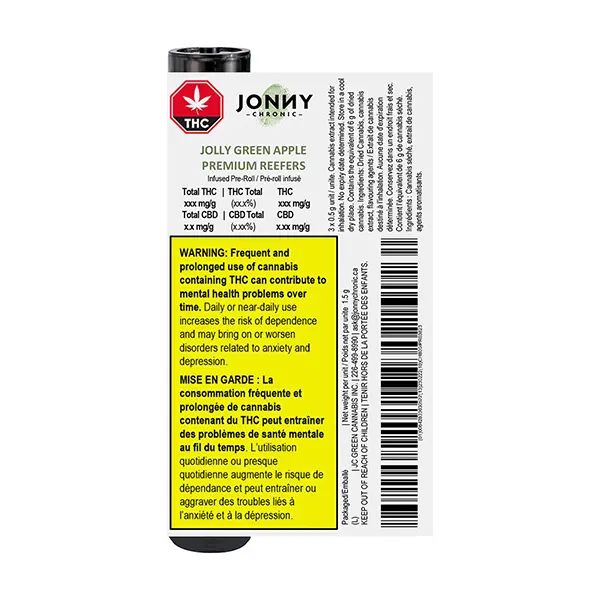 Jolly Green Apple Premium Reefers (Pre-Rolls) by Jonny Chronic