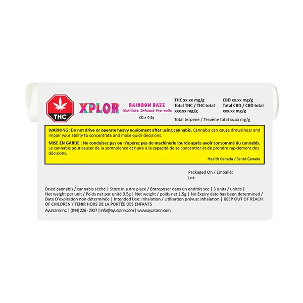 Image for Rainbow Razz Distillate Infused Pre-Roll, cannabis all products by XPLOR