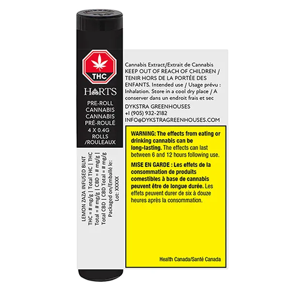 Image for Lemon ZaZa Infused BLNT Pre-Roll, cannabis all products by Harts