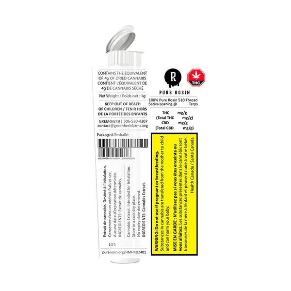 Image for 100 Pure Rosin 510 Thread Vape - Sativa Leaning, cannabis all products by Pure Rosin