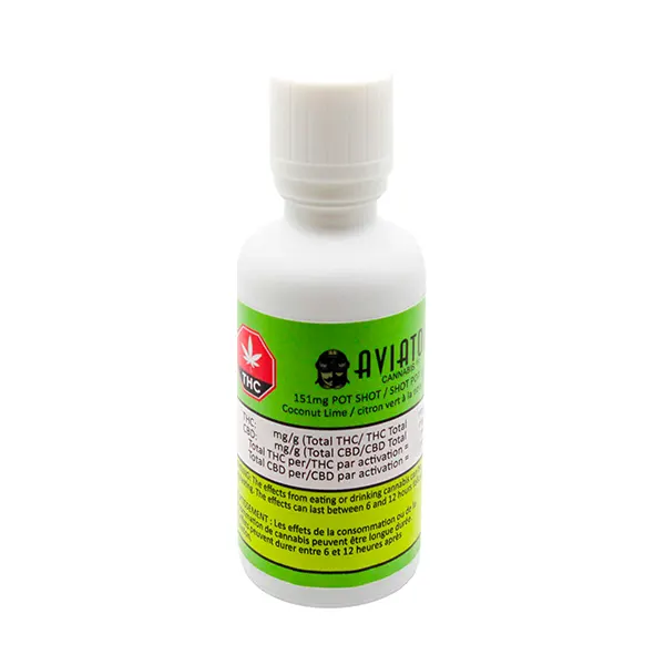 Image for 151 mg Pot Shot Coconut-Lime, cannabis bottled oils by Aviator Cannabis